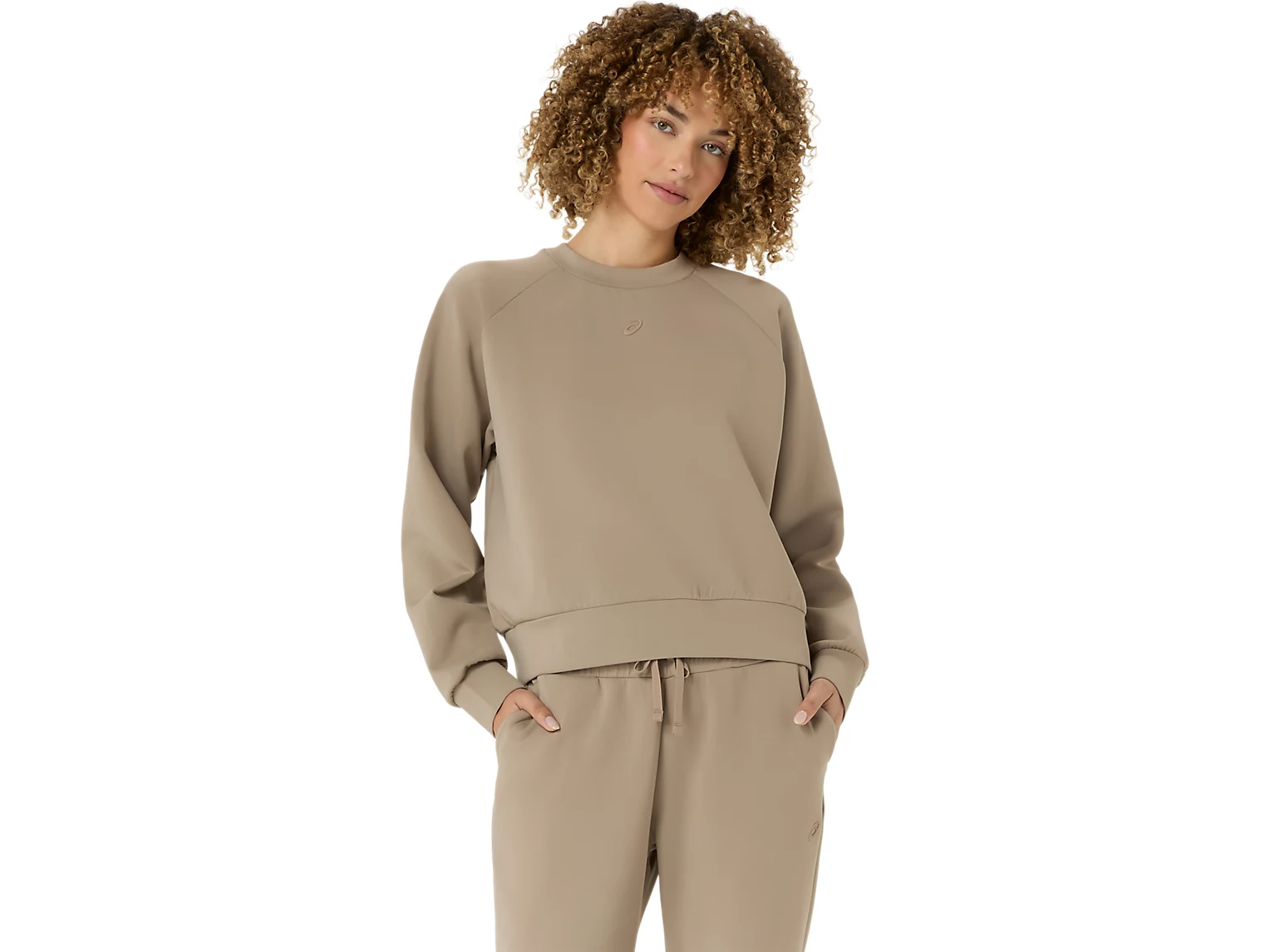 Asics NAGINO REFINED TEXTURE SWEAT TOP - GREIGE