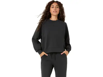 Asics NAGINO REFINED TEXTURE SWEAT TOP - Black